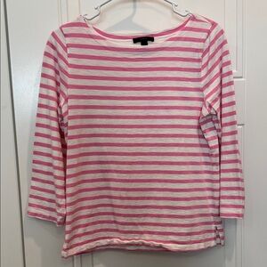 J. Crew Pink and White Striped Tee